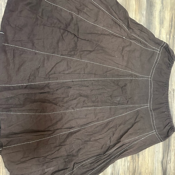 💗 Boho A-Line Brown Midi Skirt - Picture 2 of 4